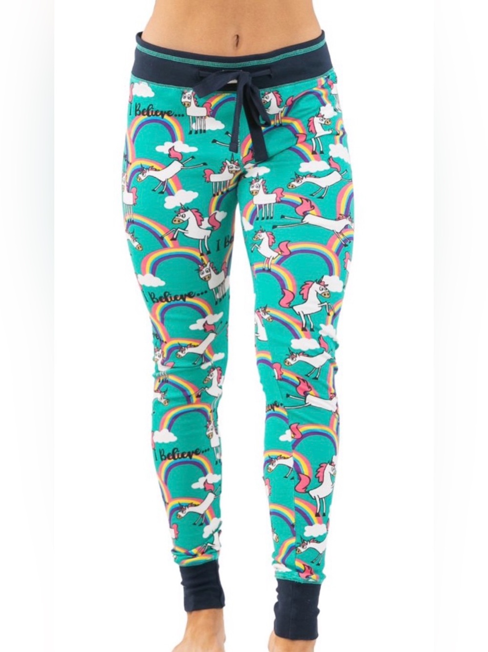Women’s Unicorn Rainbow pajama or jogger Pants - Teal. Lazy One brand. NWT!